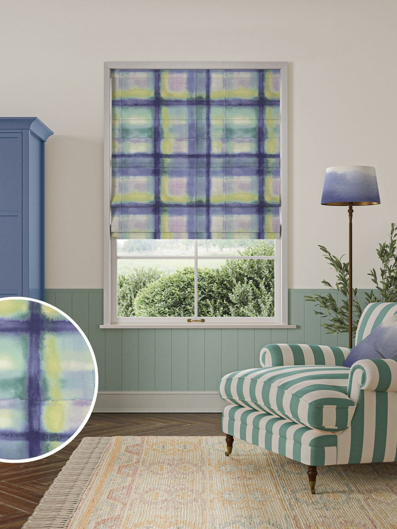 Bluebellgray Heather Tartan roman blinds purple, imported from the UK