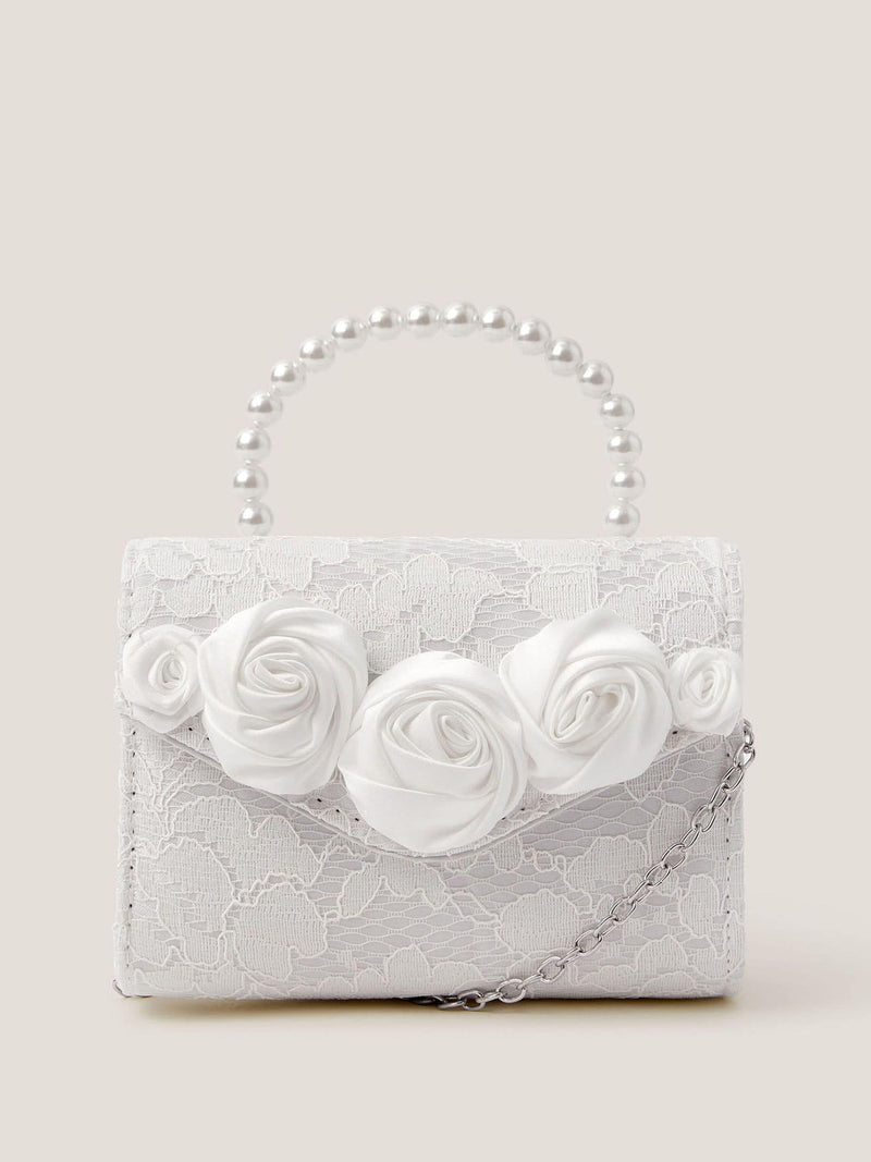 Monsoon cream rosette pearl handle bag - British product