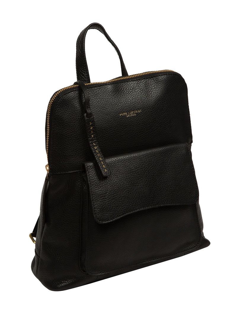 Pure Luxuries London black Anouk leather backpack, UK version