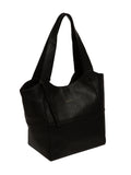 Pure Luxuries London black Fizz leather tote bag, imported from the UK