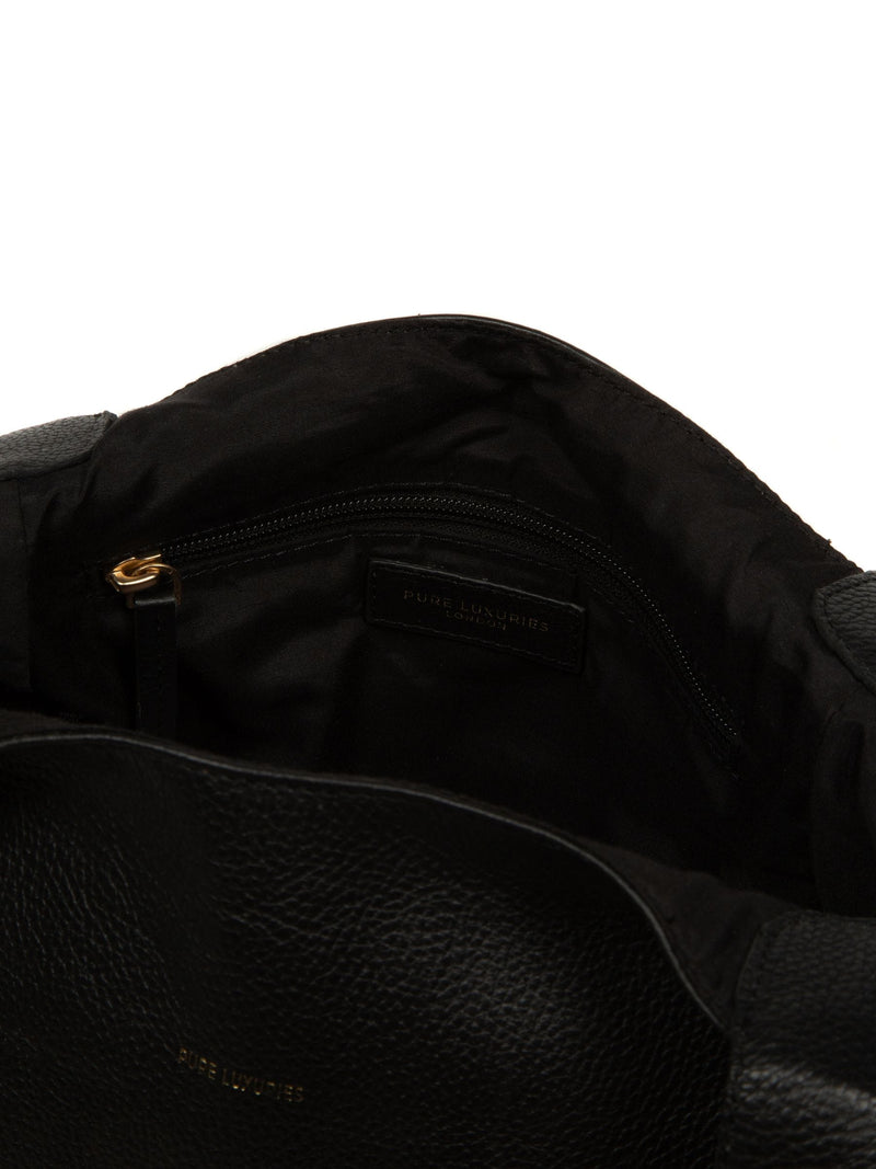 Pure Luxuries London black Fizz leather tote bag, imported from the UK