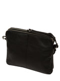Cultured London black leather cross-body bag, imported from the UK