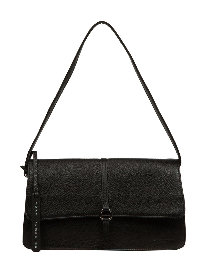 Pure Luxuries London Black Sabina leather grab bag - British product