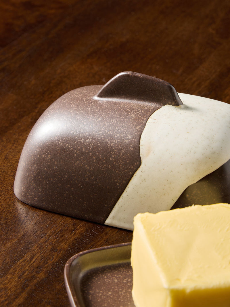 MADE.COM Brown Enzo butter dish 15cm, imported from the UK