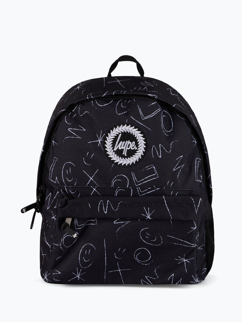 Hype black doodle backpack with crayon print, UK version