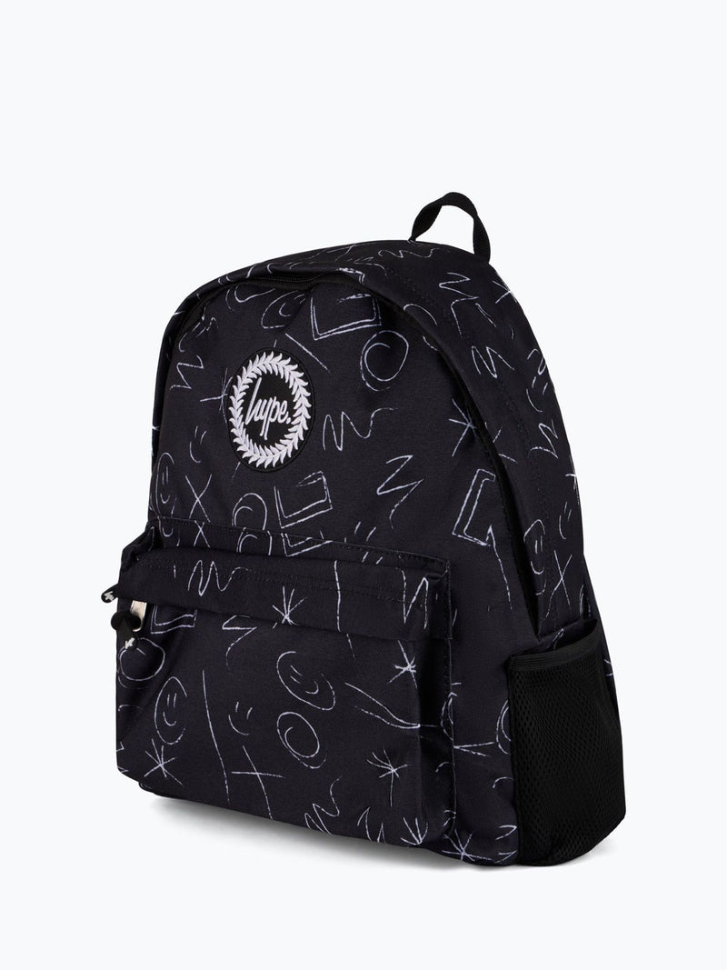Hype black doodle backpack with crayon print, UK version