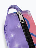 Hype purple sparkle flower pencil case with crest badge, imported from the UK