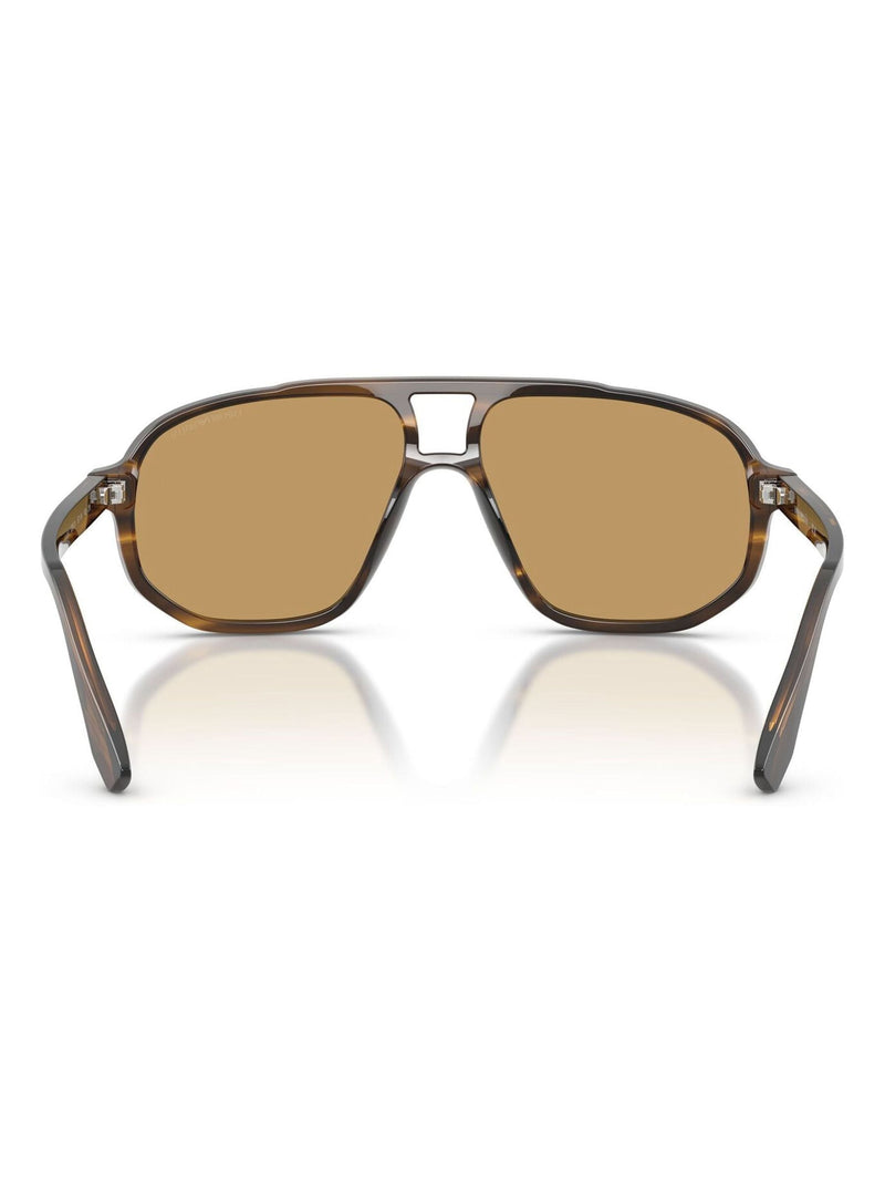 Emporio Armani pilot sunglasses with brown lenses and dark green frame (British brand)