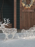Lights4fun white rattan reindeer sleigh 70cm, imported from the UK