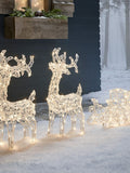 Lights4fun clear LED reindeer and sleigh 70cm, imported from the UK