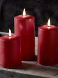 Lights4fun red TruGlow LED pillar candle trio (British brand)