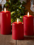 Lights4fun red TruGlow LED pillar candle trio (British brand)