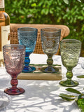 Dibor set of 4 embossed wine goblets, imported from the UK