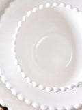 Dibor set of 4 white beaded edge stoneware bowls - British product