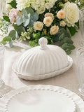 Dibor white scalloped butter dish ceramic, UK version