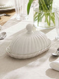 Dibor white scalloped butter dish ceramic, UK version