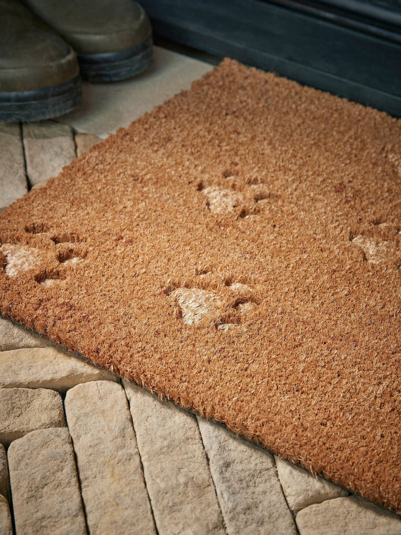 Cox & Cox natural embossed paw print doormat, UK version