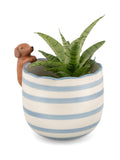 Sass & Belle blue peeking sausage dog planter small, UK version