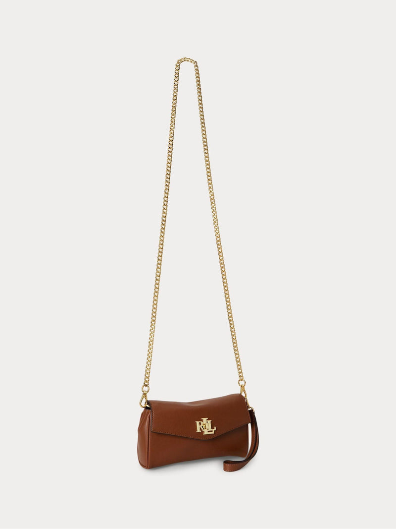 Lauren Ralph Lauren brown crossbody bag with turnlock and chain strap, UK version