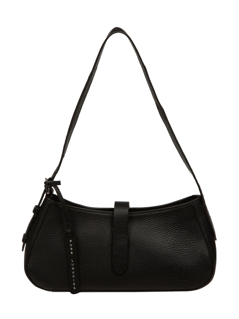Pure Luxuries London black Evangeline leather grab bag - British product