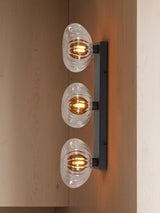 Next Searchlight Black 3 Ribbed Glass Wall Light- Buy online at McGrocer