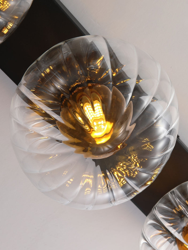 Searchlight black three ribbed glass wall light 52cm, UK version