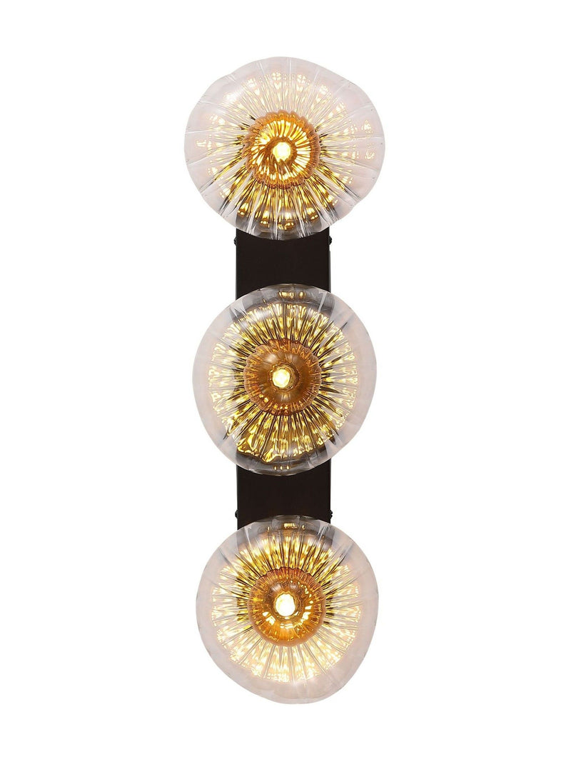 Searchlight black three ribbed glass wall light 52cm, UK version