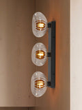 Searchlight black three ribbed glass wall light 52cm, UK version