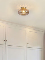 Next Searchlight Gold 1 Light Glass Flush Ceiling Light- Buy online at McGrocer