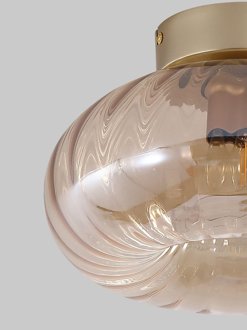 Searchlight amber glass flush ceiling light, UK version