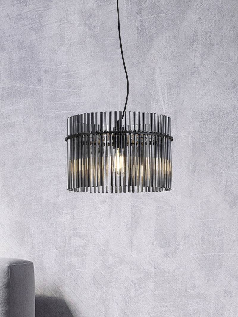 Searchlight black smoked glass pendant light 40cm (British brand)