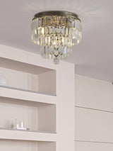 Next Searchlight Antique Brass 4 Light Clear Crystal Flush Ceiling Light- Buy online at McGrocer