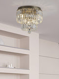 Searchlight antique brass flush ceiling light with crystal tiles, UK version