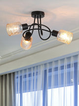 Next Searchlight Amber and Black 3 Light Metal & Glass Ceiling Lamp- Buy online at McGrocer