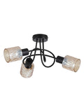 Searchlight amber and black three-light ceiling lamp, imported from the UK