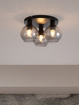 Next Searchlight Black Smoke 3-Light Glass Flush Ceiling Light- Buy online at McGrocer