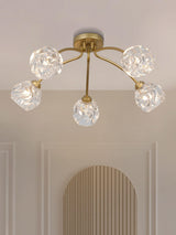 Next Searchlight Gold 5 Light Textured Glass Flush Ceiling Light- Buy online at McGrocer