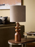 Natural Chatham table lamp with wood base and brass accents (British brand)