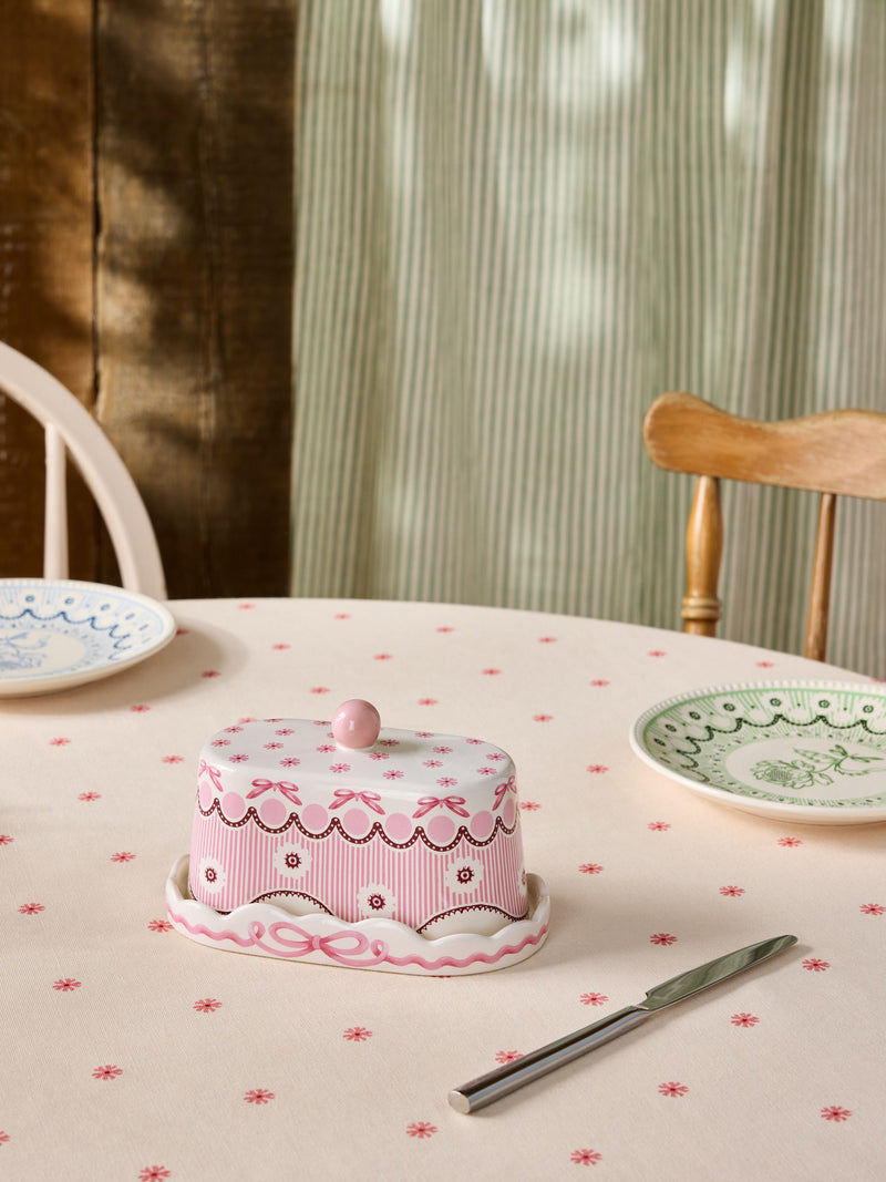 Cath Kidston pink Spitalfields Silk butter dish, UK version