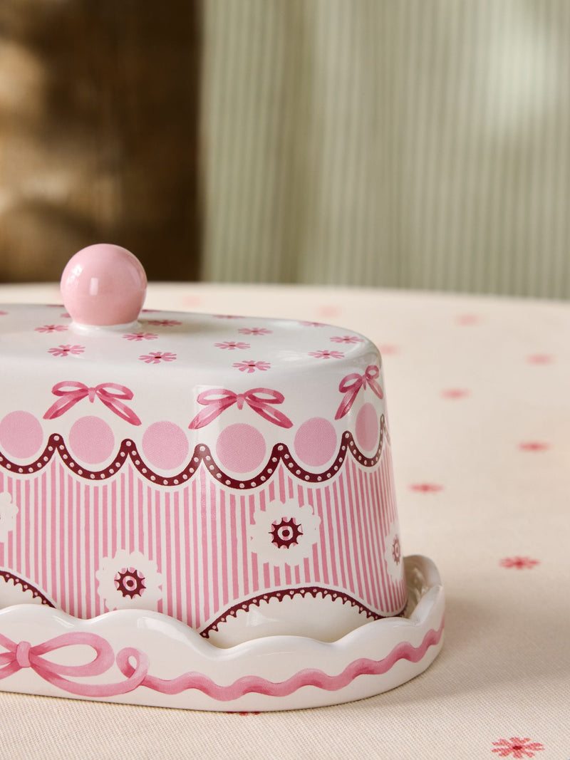 Cath Kidston pink Spitalfields Silk butter dish, UK version