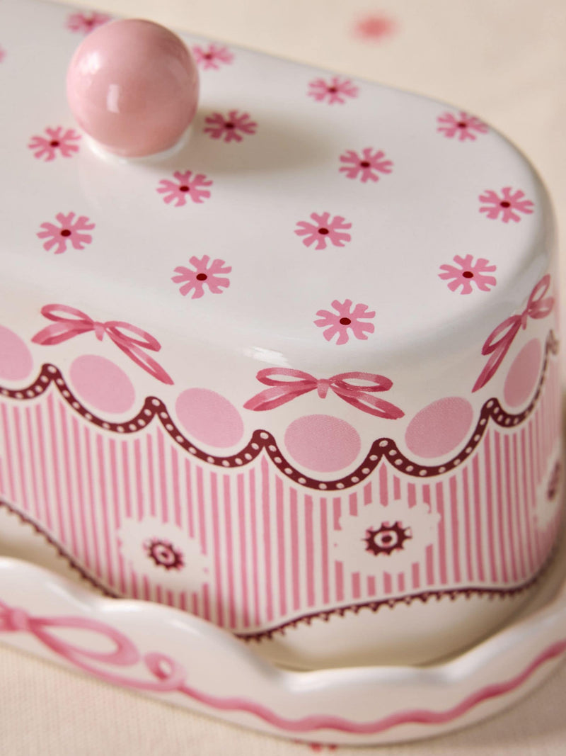 Cath Kidston pink Spitalfields Silk butter dish, UK version