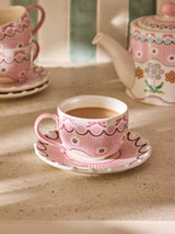 Next Cath Kidston Pink Spitalfields Silk Teacup & Saucer Set- Buy online at McGrocer