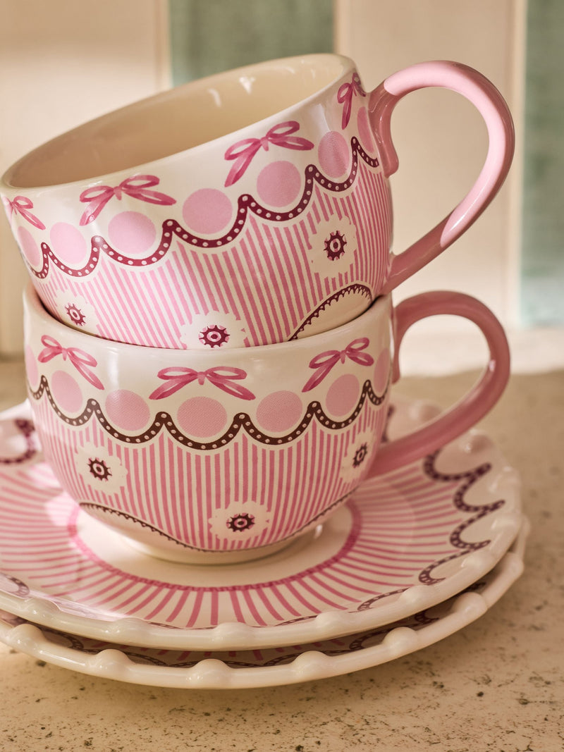 Cath Kidston pink Spitalfields Silk teacup and saucer set, UK version