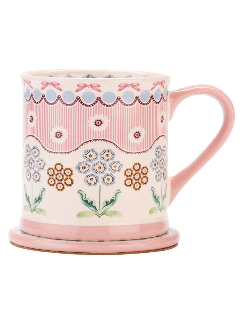 Cath Kidston pink Spitalfields Silk mug and coaster set, UK version