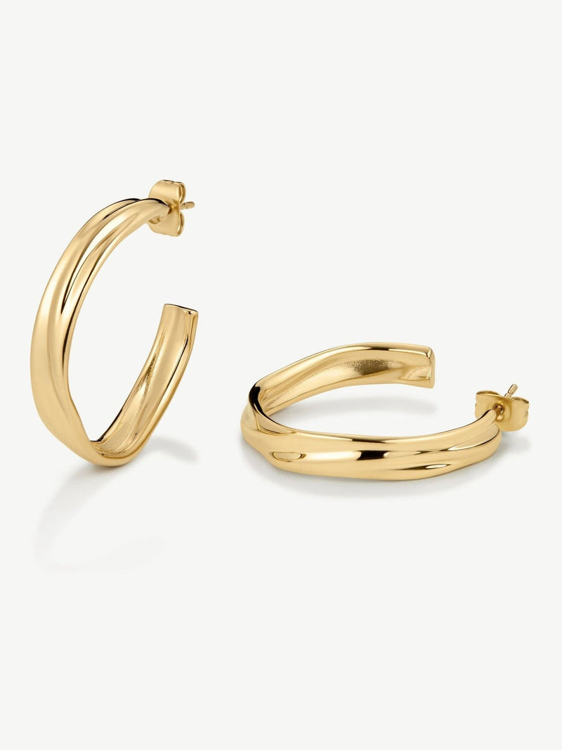 D.Louise gold tone molten medium hoop earrings - British product