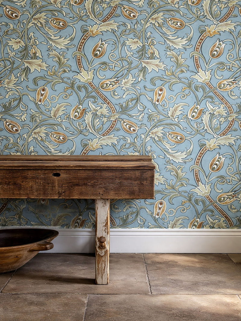 Morris & Co Scrolling Tulip wallpaper 10m roll, imported from the UK