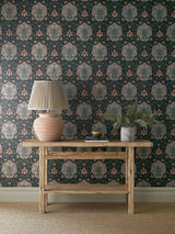 Next Morris & Co IndigoThyme Iris & Rose Unfinished Works 10M Wallpaper- Buy online at McGrocer