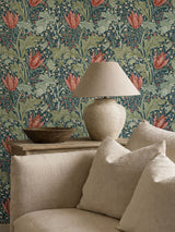 Next Morris & Co Lent Lily IndigoMadder Unfinished Works Wallpaper 10M- Buy online at McGrocer