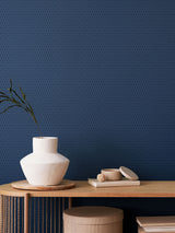 Next Hoopla Walls Indigo Tiny Ogee 10m Wallpaper- Buy online at McGrocer