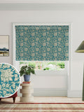 Land & Shore teal Rowallane roman blinds, UK version